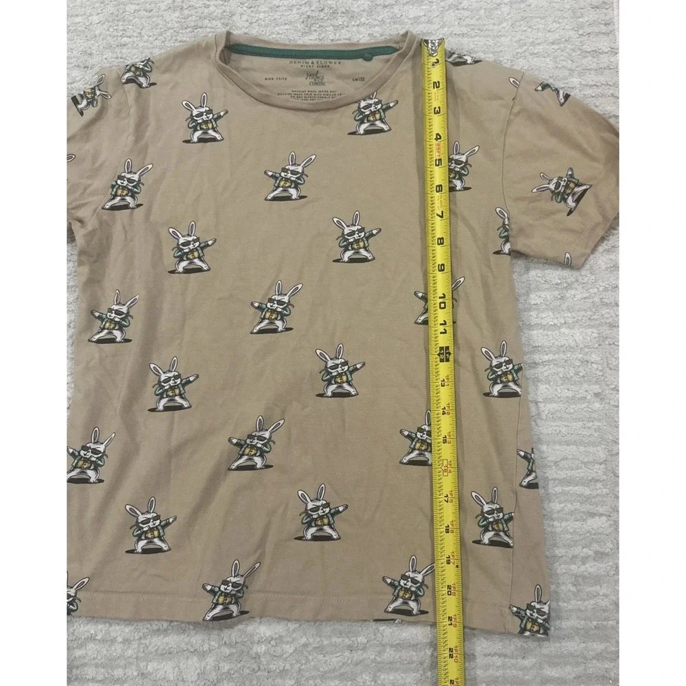 Denim & Flower Ricky Singh‎ Tan Dabbing Easter Bunny Tee Shirt Top Boys Sz 11-12